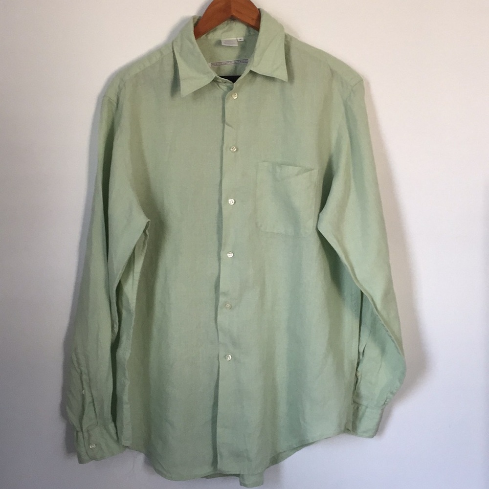 Italian handspun linen men’s button down shirt, xl